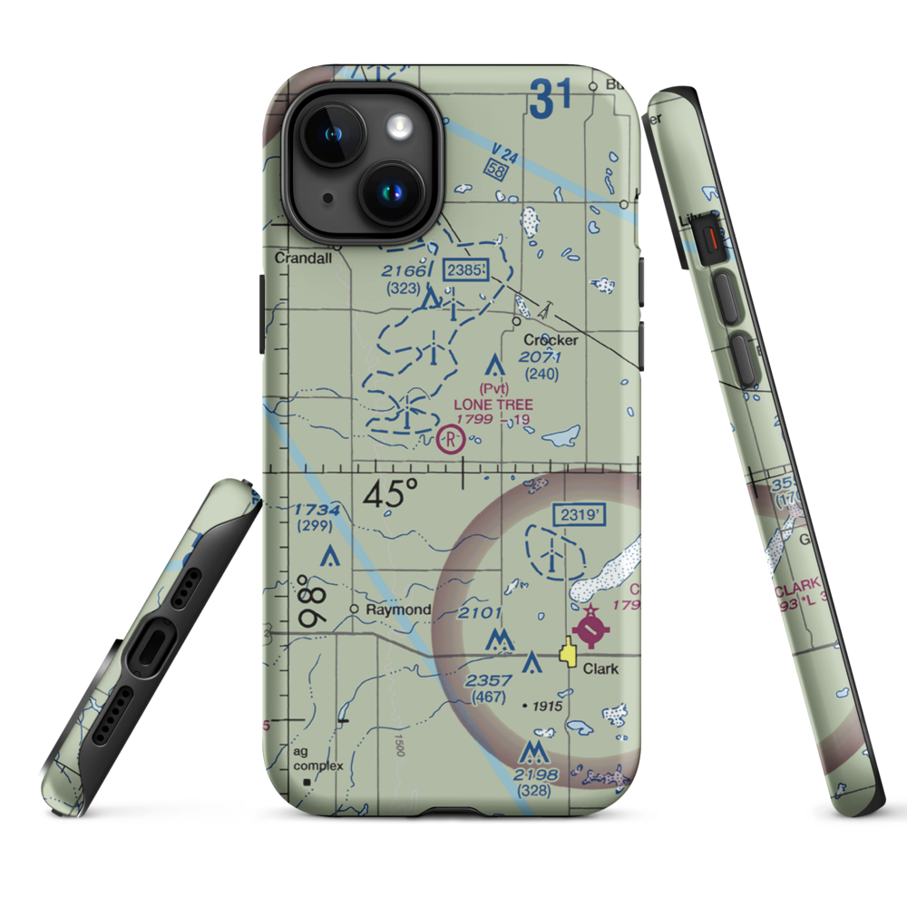 Lone Tree Airport (SD59) VFR Sectional  Tough iPhone Case iPhone 15 Plus model shown