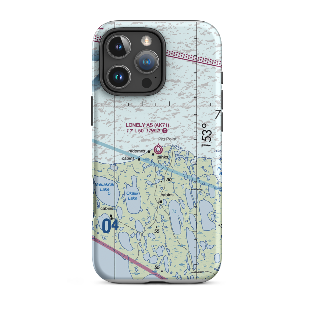 Lonely Air Station (AK71) VFR Sectional  Tough iPhone Case iPhone 16 Pro Max model shown