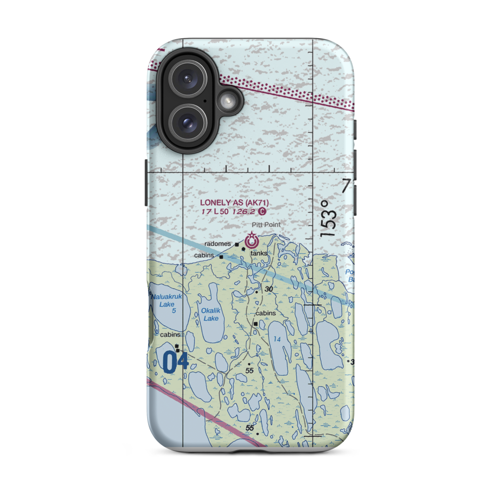 Lonely Air Station (LNI) VFR Sectional  Tough iPhone Case iPhone 16 Plus model shown