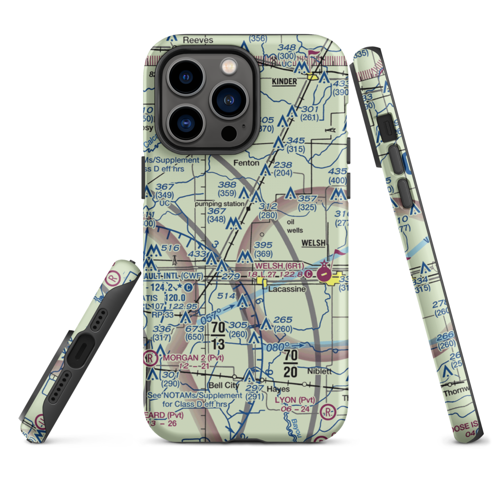 Lonesome Dove Airfield (0LS8) VFR Sectional  Tough iPhone Case iPhone 14 Pro Max model shown