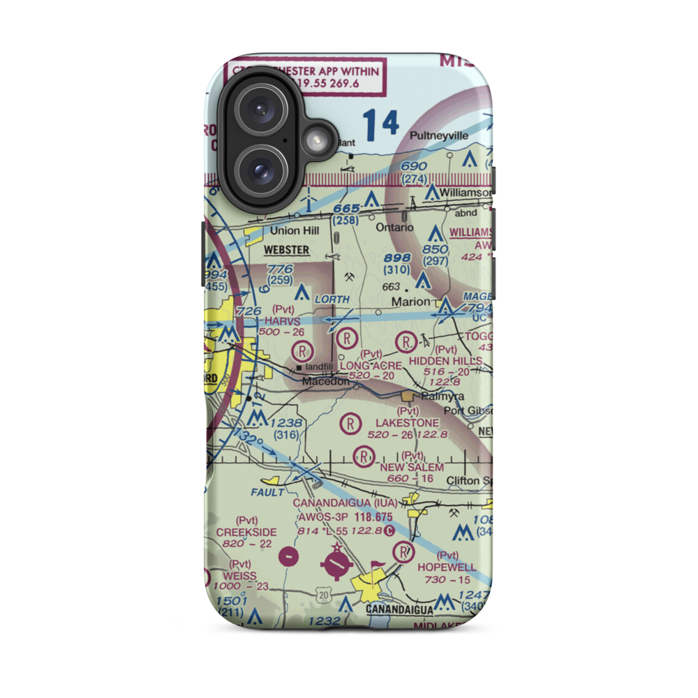 Long Acre Farms Airport (23NK) VFR Sectional  Tough iPhone Case iPhone 16 Plus model shown