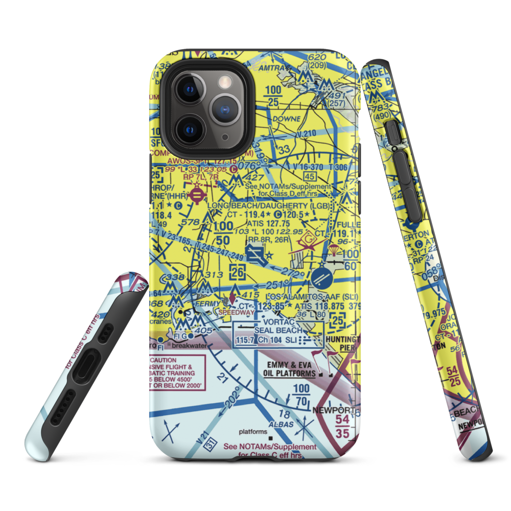 Long Beach /Daugherty Field/ Airport (LGB) VFR Sectional  Tough iPhone Case iPhone 11 Pro model shown