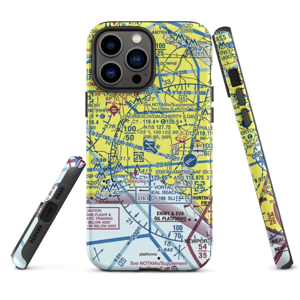 Long Beach /Daugherty Field/ Airport (LGB) VFR Sectional  Tough iPhone Case iPhone 13 Pro Max model shown