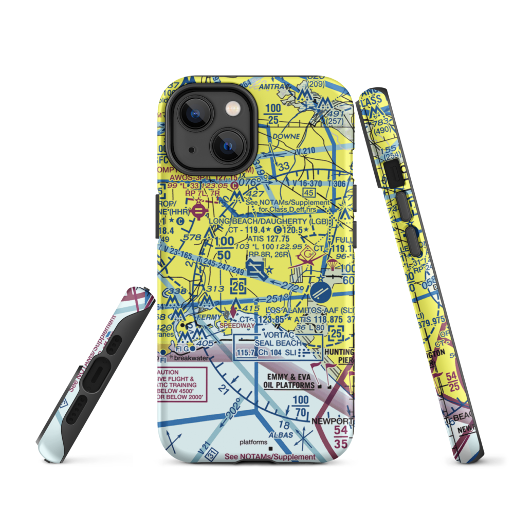 Long Beach /Daugherty Field/ Airport (LGB) VFR Sectional  Tough iPhone Case iPhone 14 model shown