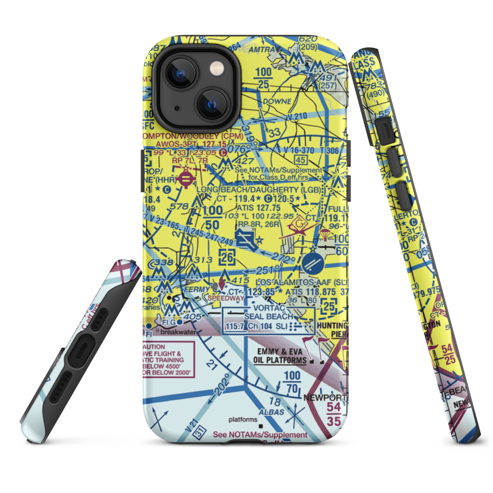 Long Beach /Daugherty Field/ Airport (LGB) VFR Sectional  Tough iPhone Case iPhone 14 Plus model shown