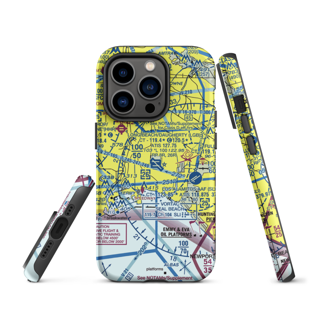 Long Beach /Daugherty Field/ Airport (LGB) VFR Sectional  Tough iPhone Case iPhone 14 Pro model shown