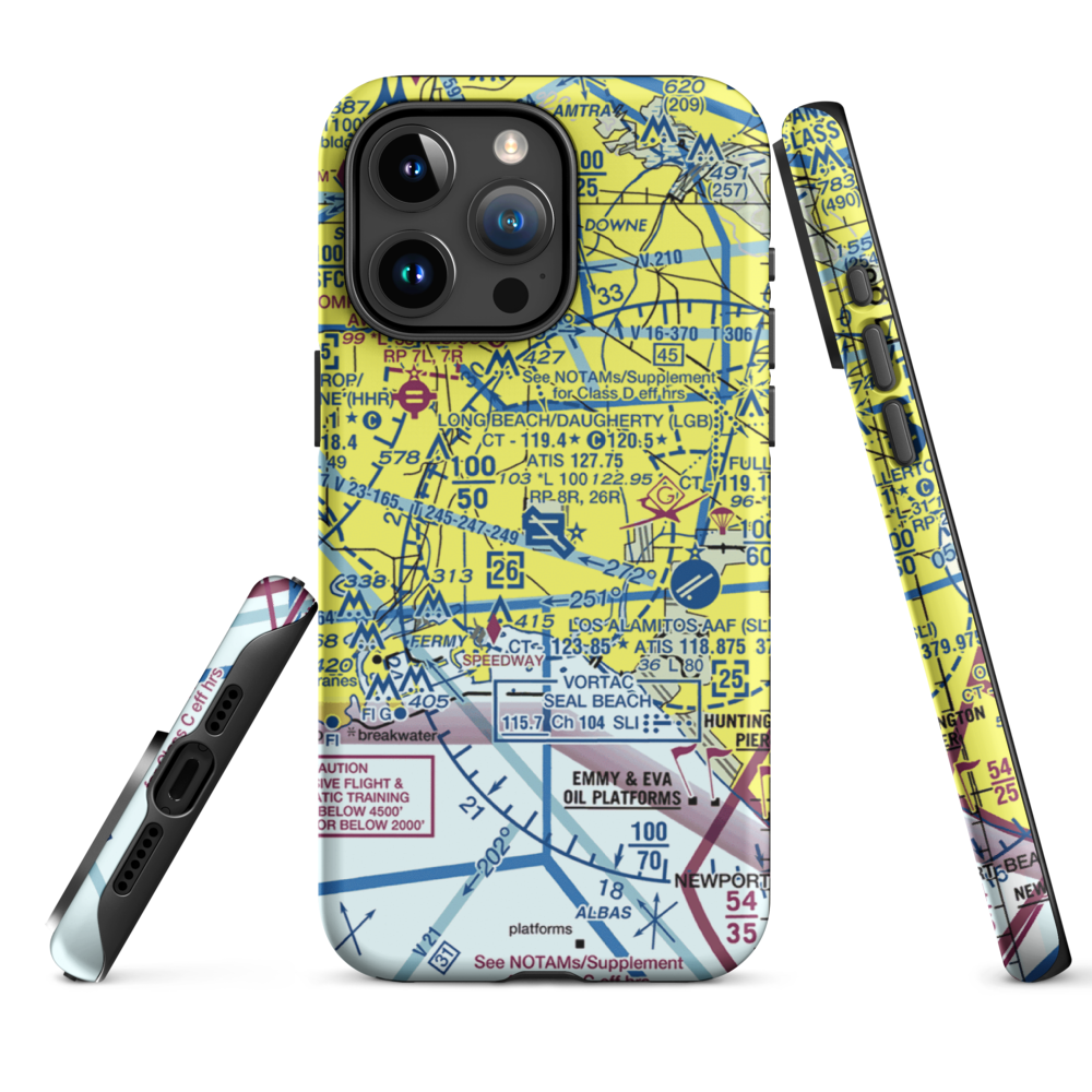 Long Beach /Daugherty Field/ Airport (LGB) VFR Sectional  Tough iPhone Case iPhone 15 Pro Max model shown