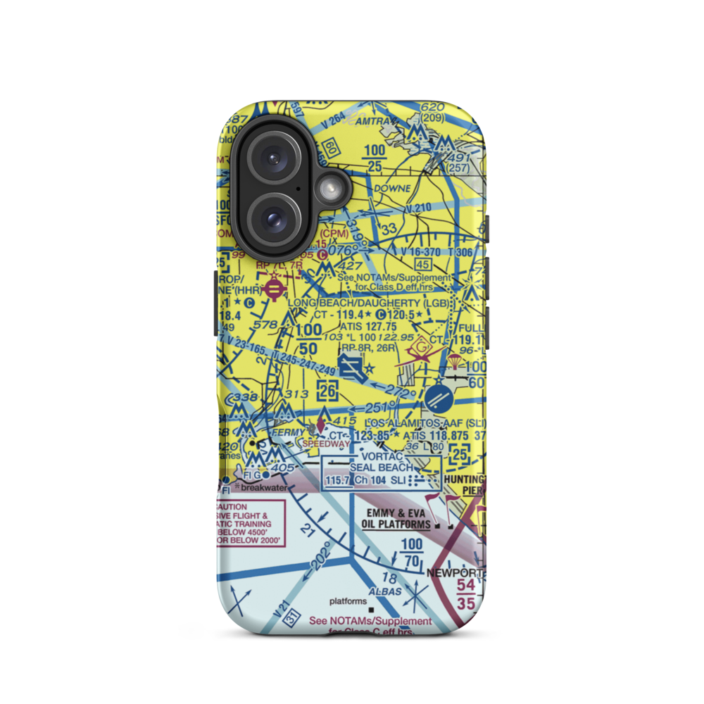 Long Beach /Daugherty Field/ Airport (LGB) VFR Sectional  Tough iPhone Case iPhone 16 model shown