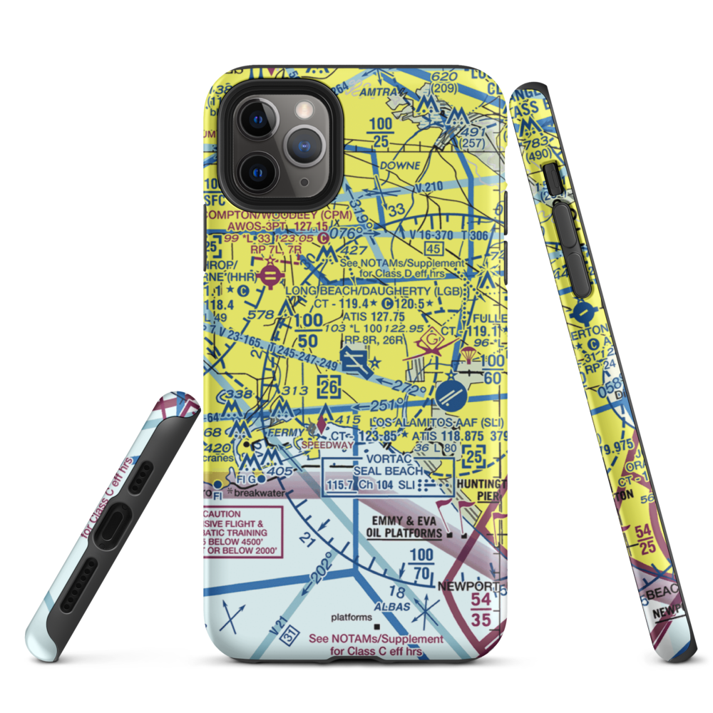 Long Beach /Daugherty Field/ Airport (LGB) VFR Sectional  Tough iPhone Case iPhone 11 Pro Max model shown