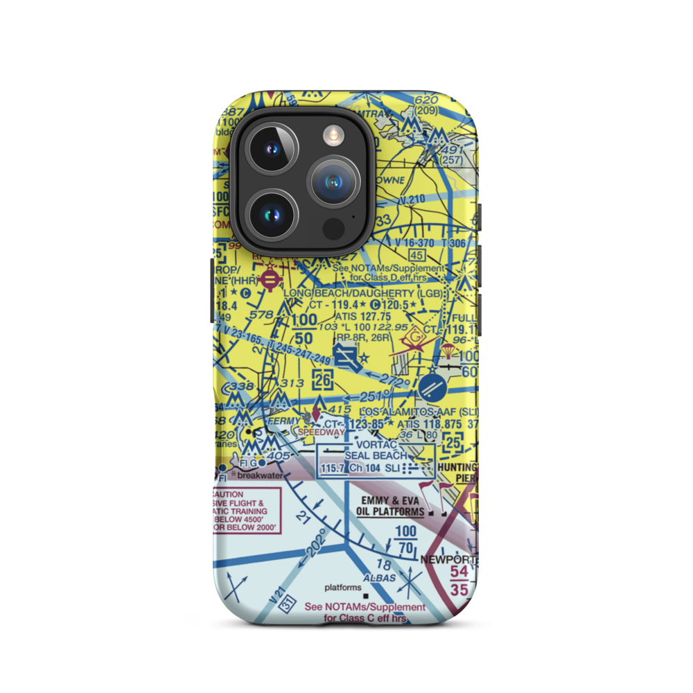 Long Beach /Daugherty Field/ Airport (LGB) VFR Sectional  Tough iPhone Case iPhone 16 Pro model shown
