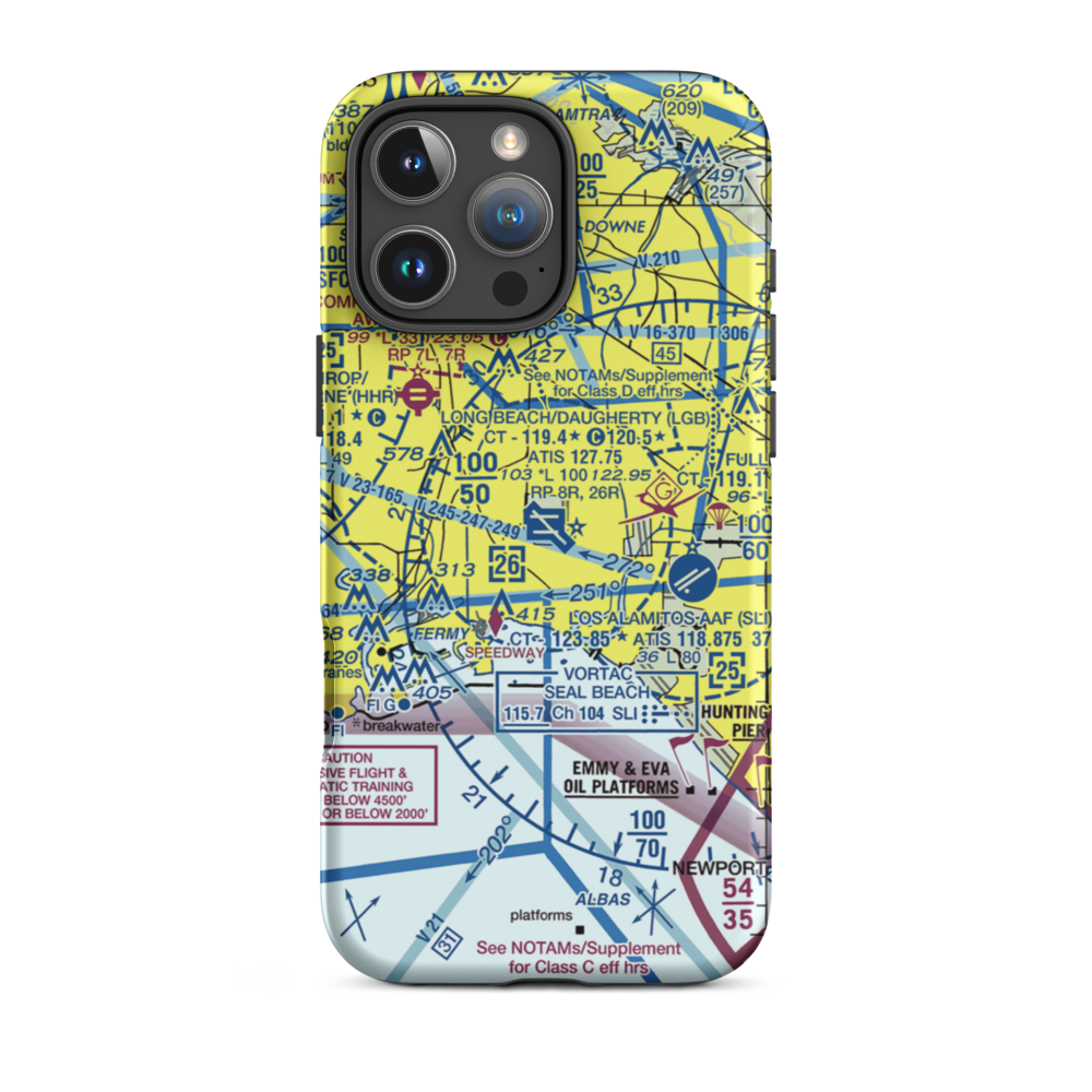 Long Beach /Daugherty Field/ Airport (LGB) VFR Sectional  Tough iPhone Case iPhone 16 Pro Max model shown