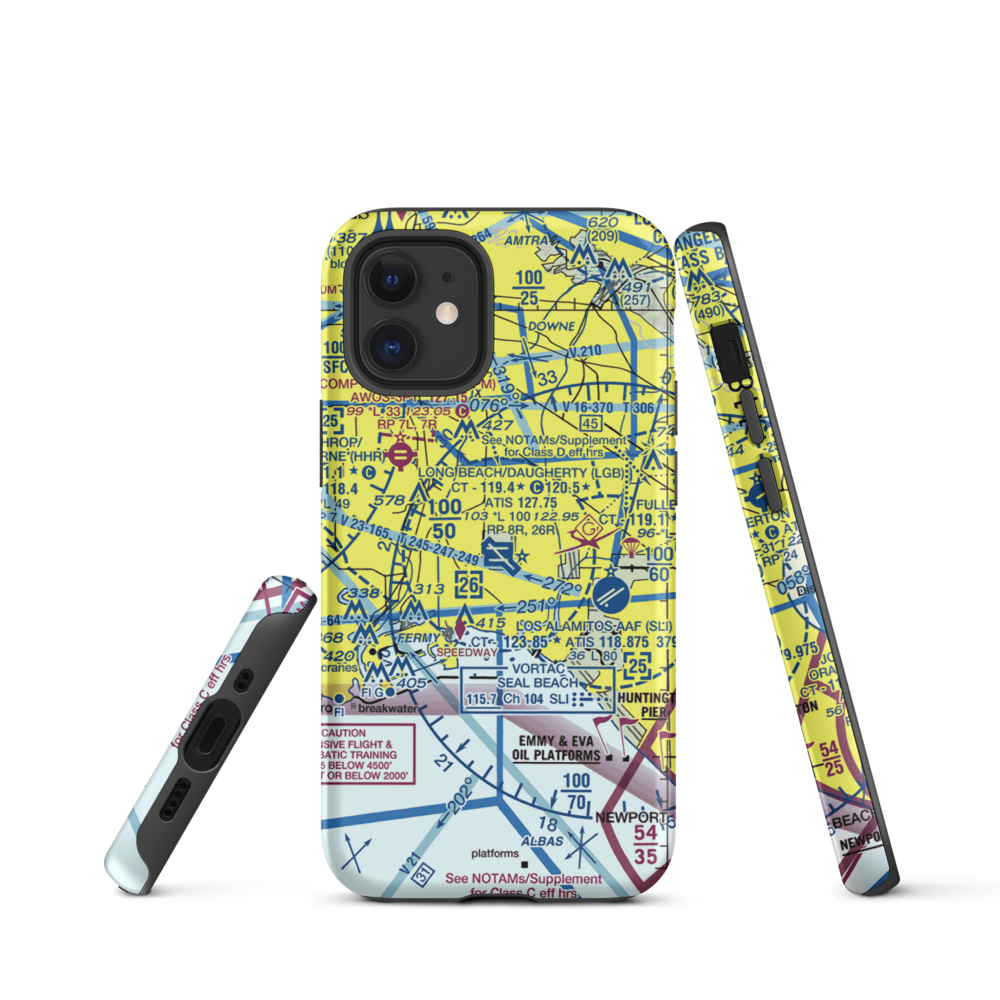 Long Beach /Daugherty Field/ Airport (LGB) VFR Sectional  Tough iPhone Case iPhone 12 mini model shown