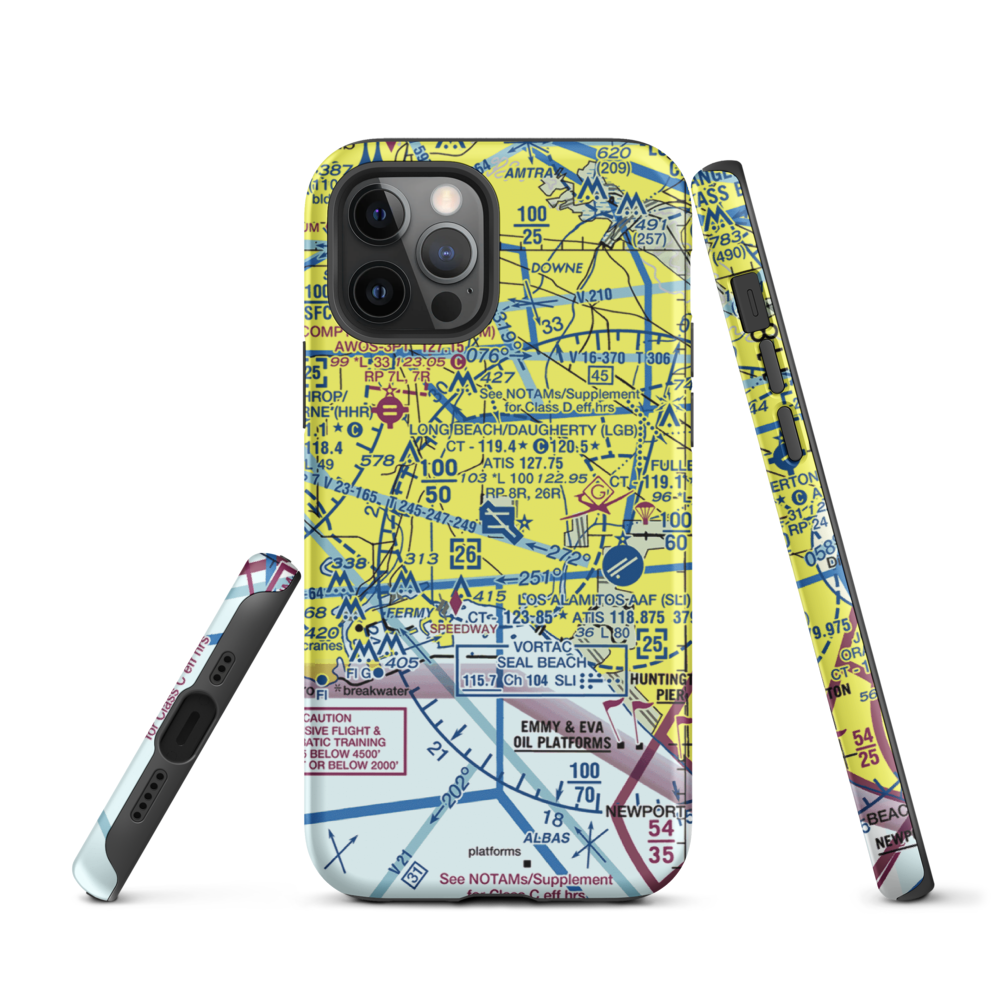 Long Beach /Daugherty Field/ Airport (LGB) VFR Sectional  Tough iPhone Case iPhone 12 Pro model shown