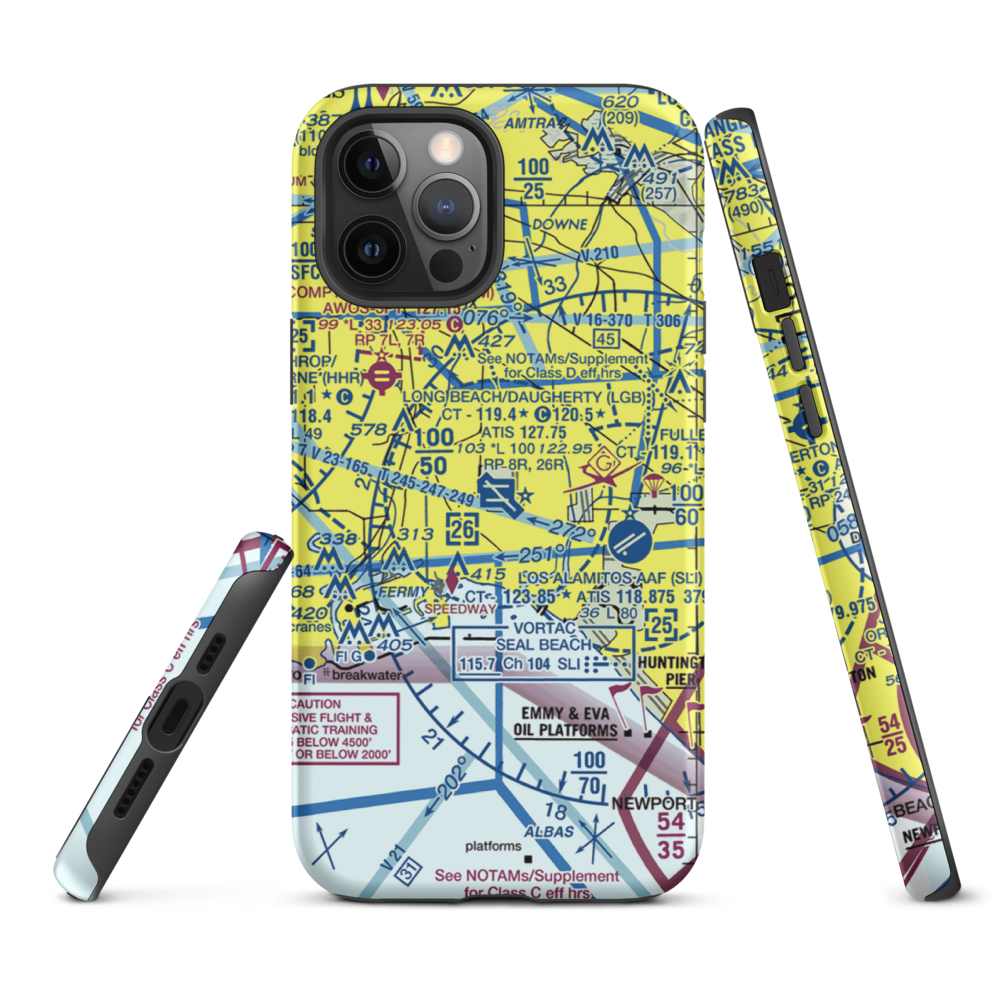 Long Beach /Daugherty Field/ Airport (LGB) VFR Sectional  Tough iPhone Case iPhone 12 Pro Max model shown