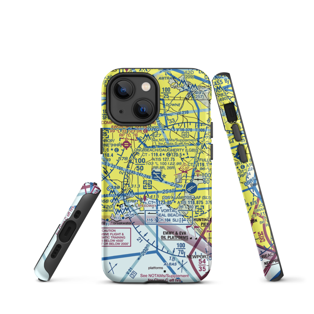 Long Beach /Daugherty Field/ Airport (LGB) VFR Sectional  Tough iPhone Case iPhone 13 mini model shown