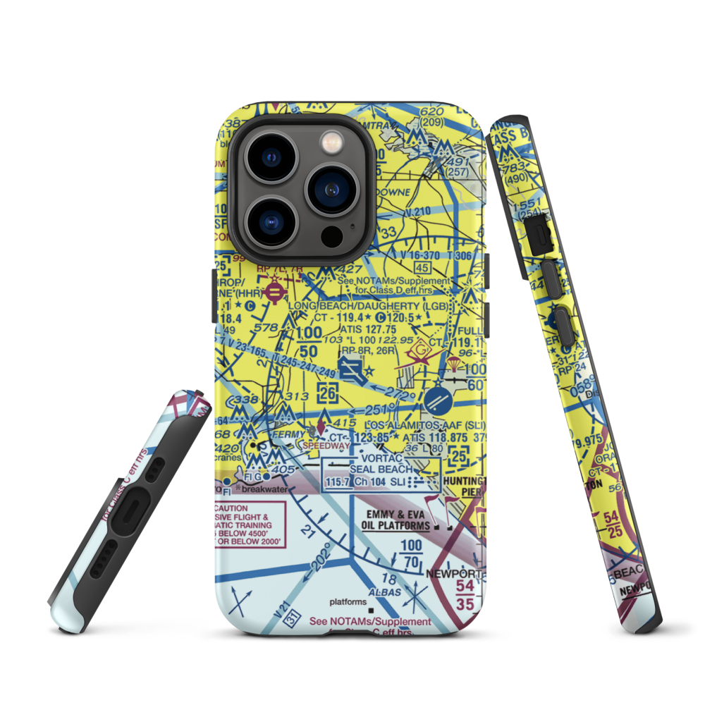 Long Beach /Daugherty Field/ Airport (LGB) VFR Sectional  Tough iPhone Case iPhone 13 Pro model shown