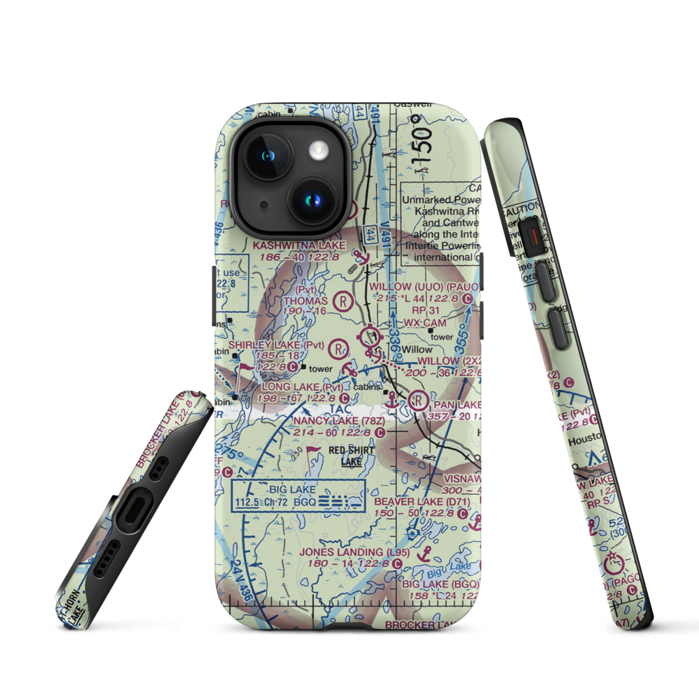 Long Lake Airport (AK69) VFR Sectional  Tough iPhone Case iPhone 15 model shown