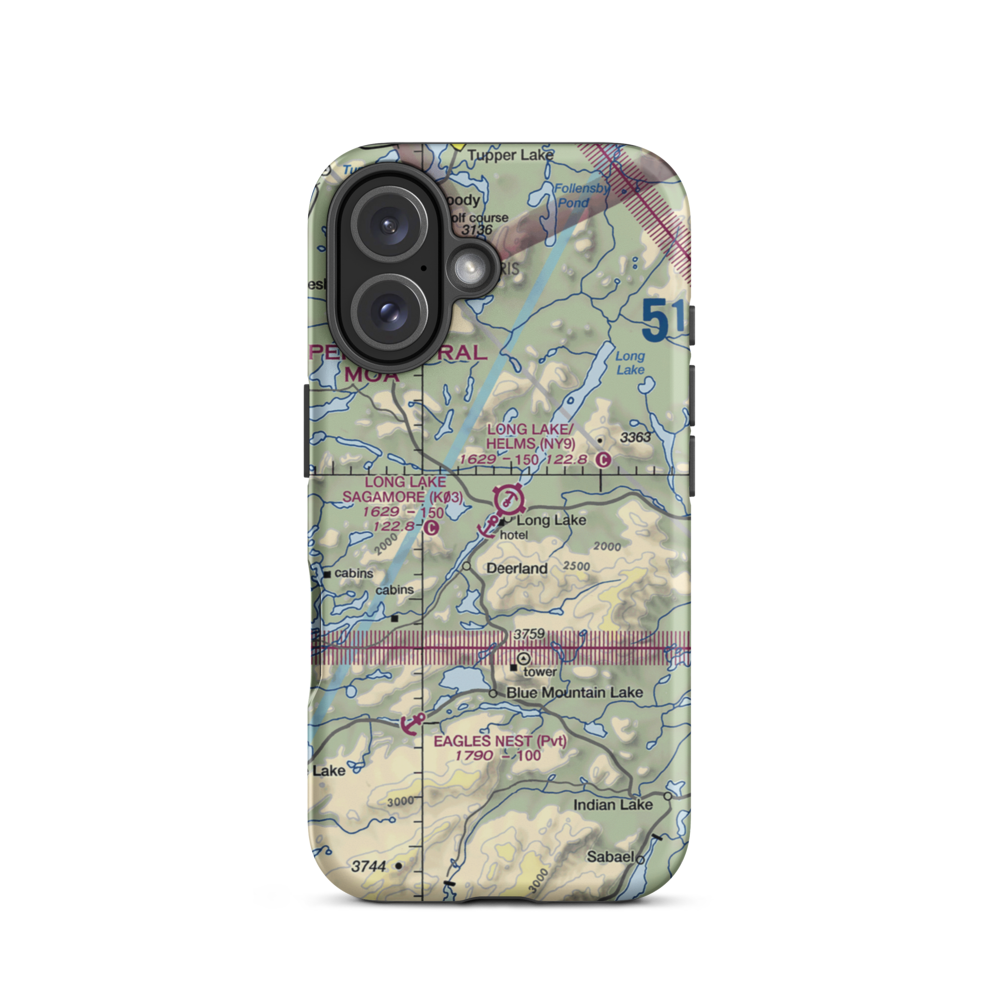 Long Lake Sagamore Seaplane Base & Marina (K03) VFR Sectional  Tough iPhone Case iPhone 16 model shown
