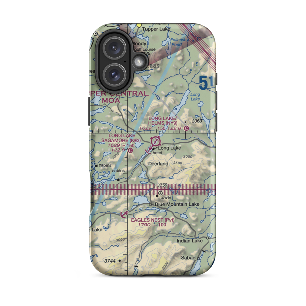 Long Lake Sagamore Seaplane Base & Marina (K03) VFR Sectional  Tough iPhone Case iPhone 16 Plus model shown