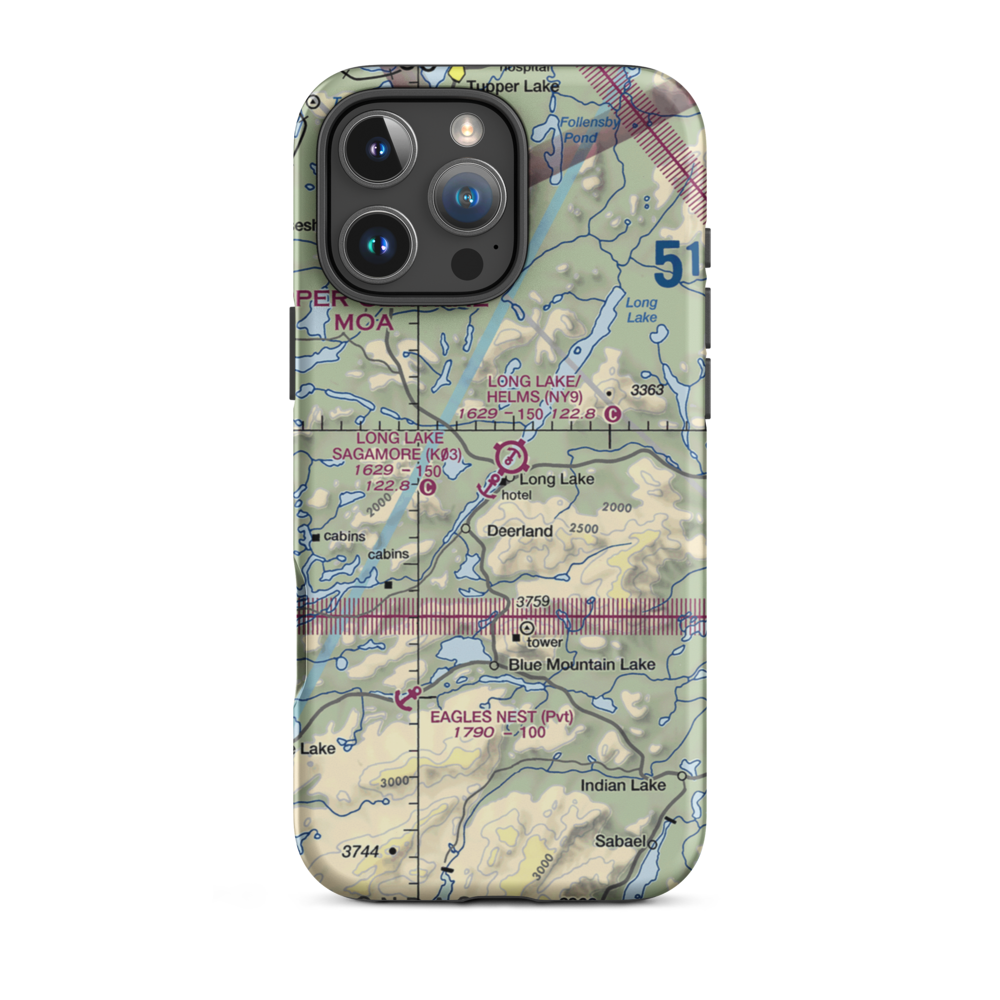 Long Lake Sagamore Seaplane Base & Marina (K03) VFR Sectional  Tough iPhone Case iPhone 16 Pro Max model shown