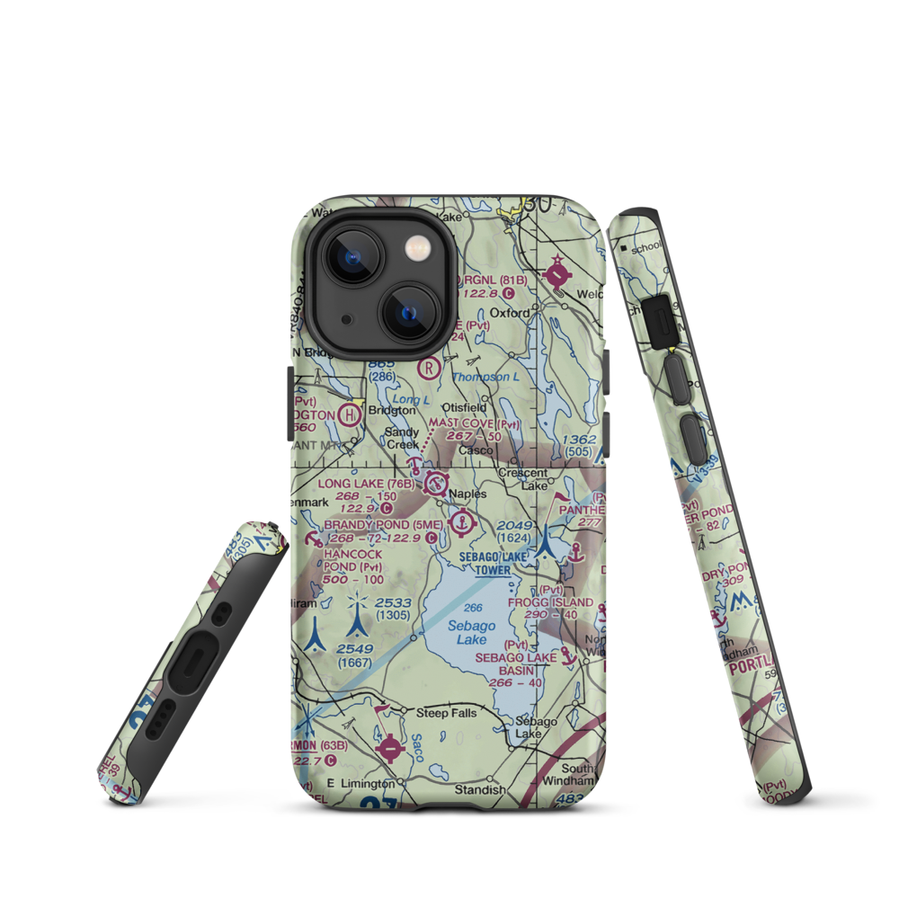Long Lake Seaplane Base (76B) VFR Sectional  Tough iPhone Case iPhone 13 mini model shown