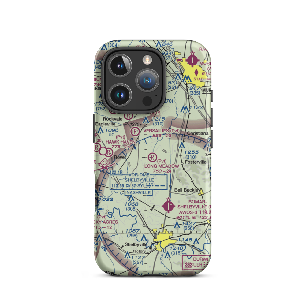 Long Meadow Airstrip (TN65) VFR Sectional  Tough iPhone Case iPhone 16 Pro model shown