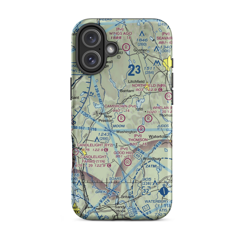 Long View Landing Airport (CT66) VFR Sectional  Tough iPhone Case iPhone 16 Plus model shown