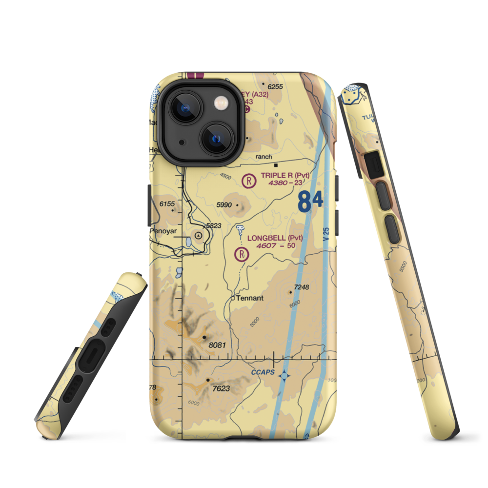 Longbell Ranch Airport (2CL3) VFR Sectional  Tough iPhone Case iPhone 14 model shown