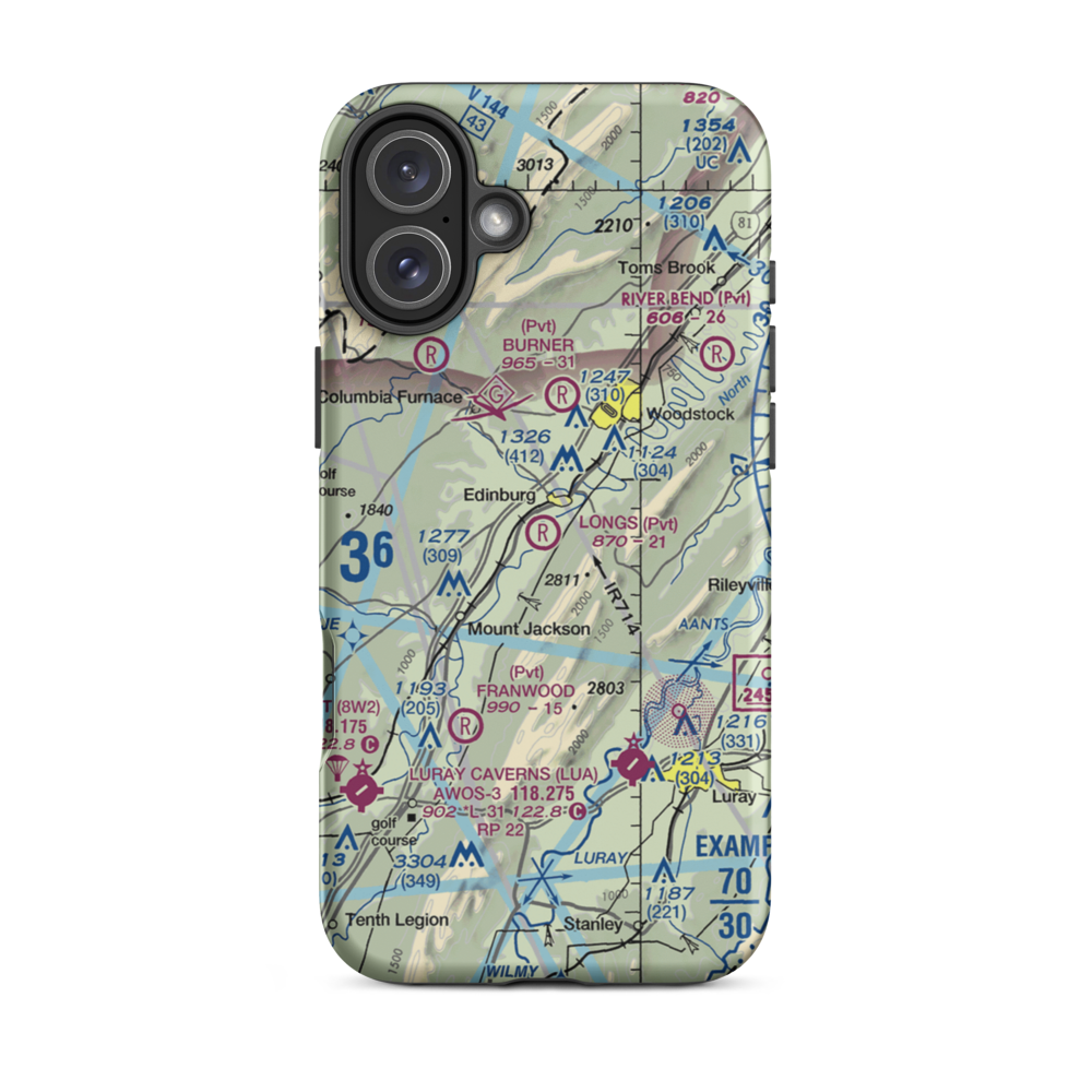 Longs Airport (VA32) VFR Sectional  Tough iPhone Case iPhone 16 Plus model shown