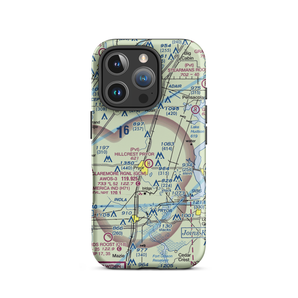 Longs Airport North Airport (OK21) VFR Sectional  Tough iPhone Case iPhone 16 Pro model shown