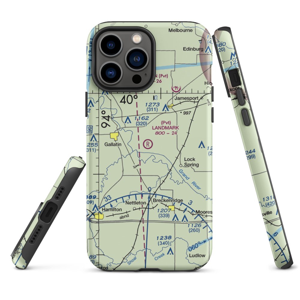 Longwood Mfg Corp Airport (1MO4) VFR Sectional  Tough iPhone Case iPhone 13 Pro Max model shown