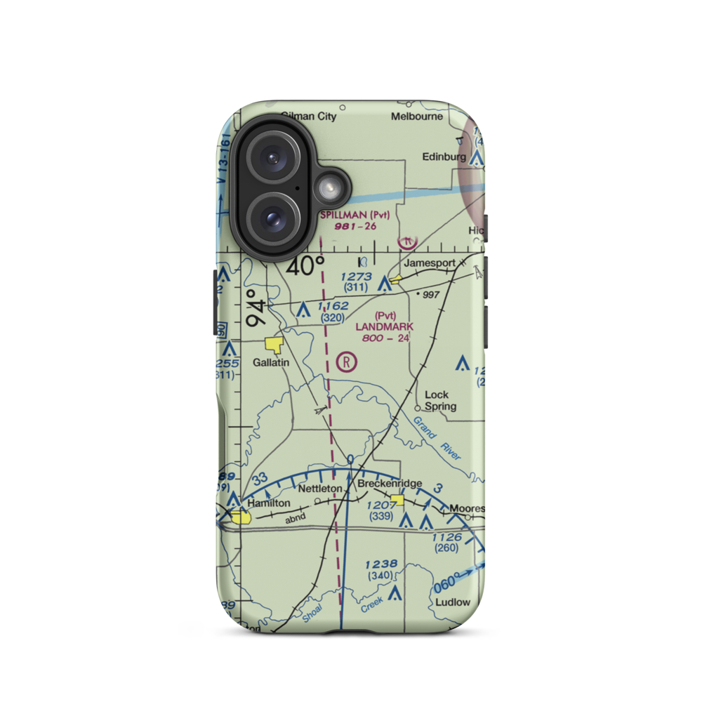 Longwood Mfg Corp Airport (1MO4) VFR Sectional  Tough iPhone Case iPhone 16 model shown