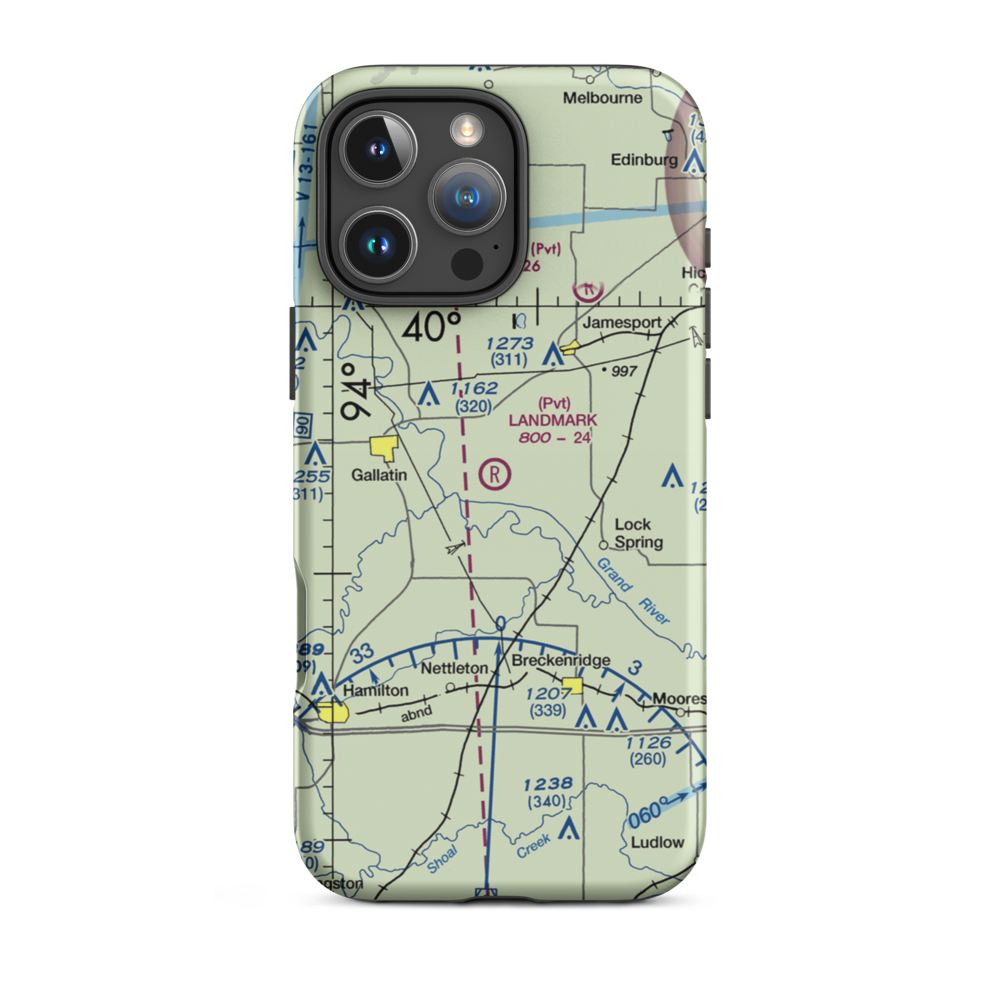 Longwood Mfg Corp Airport (1MO4) VFR Sectional  Tough iPhone Case iPhone 16 Pro Max model shown