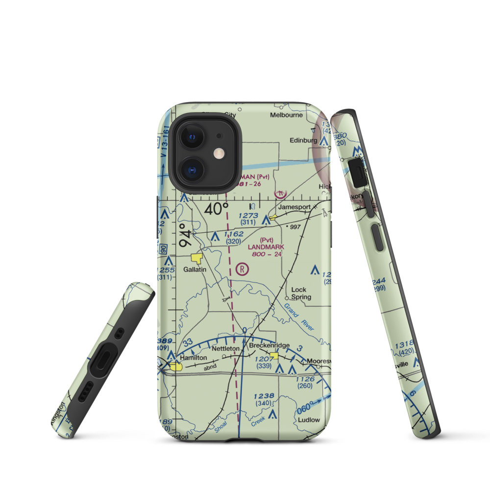 Longwood Mfg Corp Airport (1MO4) VFR Sectional  Tough iPhone Case iPhone 12 mini model shown