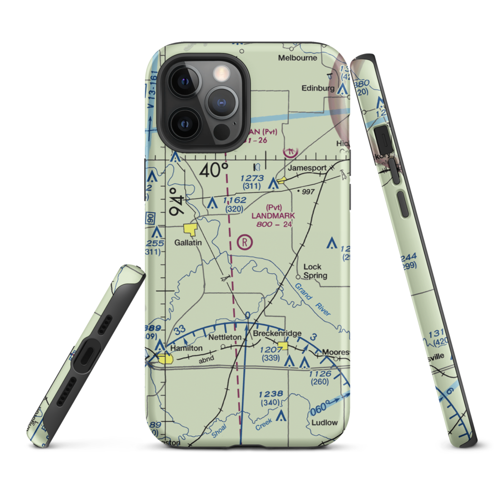 Longwood Mfg Corp Airport (1MO4) VFR Sectional  Tough iPhone Case iPhone 12 Pro Max model shown