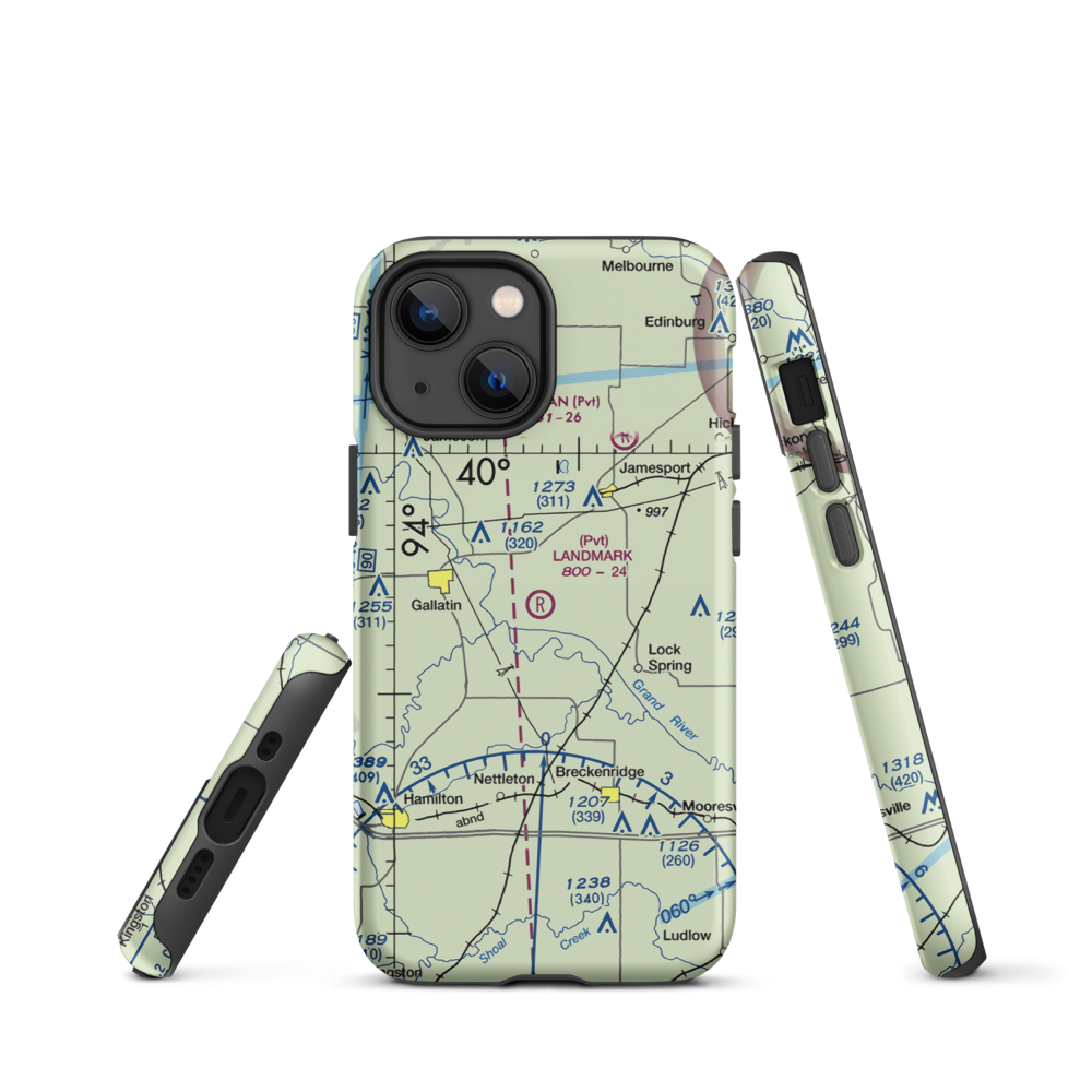 Longwood Mfg Corp Airport (1MO4) VFR Sectional  Tough iPhone Case iPhone 13 mini model shown