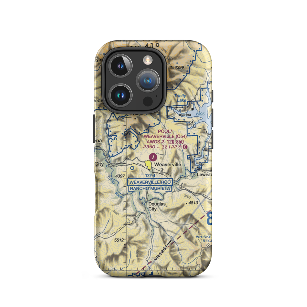 Lonnie Pool Field Weaverville Airport (O54) VFR Sectional  Tough iPhone Case iPhone 16 Pro model shown