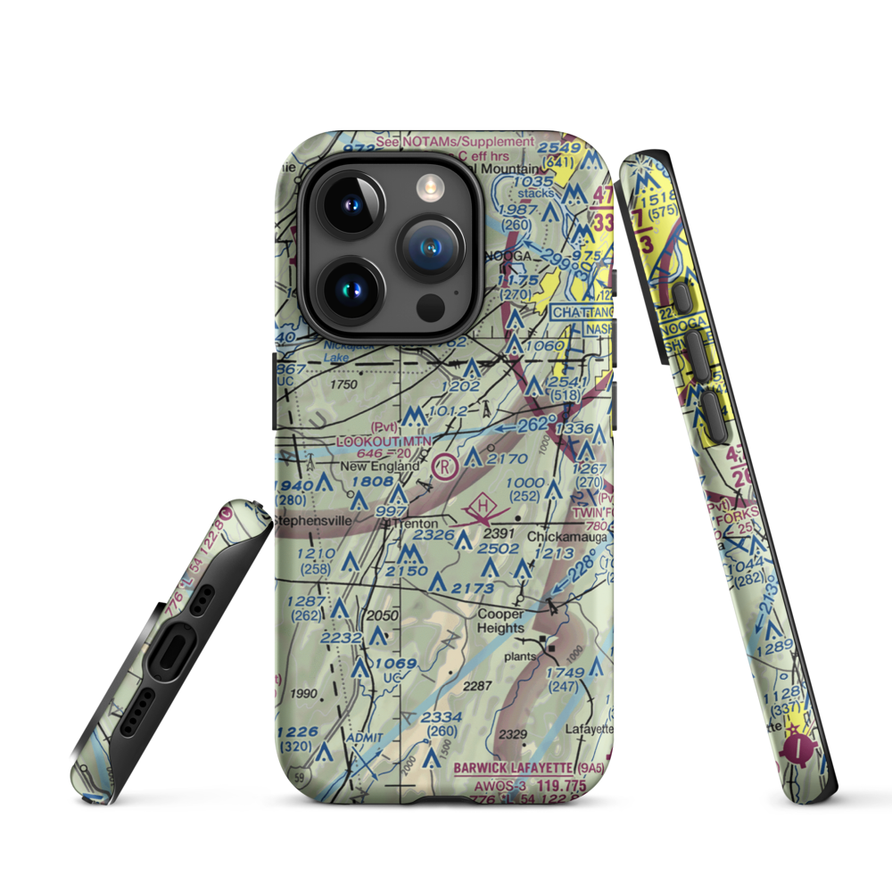 Lookout Mountain Airport (0GE3) VFR Sectional  Tough iPhone Case iPhone 15 Pro model shown