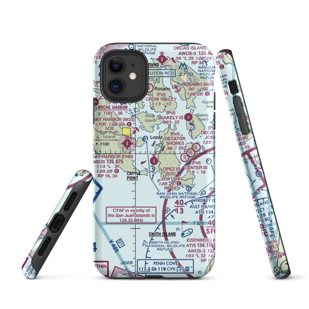 Lopez Island Airport (S31) VFR Sectional  Tough iPhone Case iPhone 11 model shown