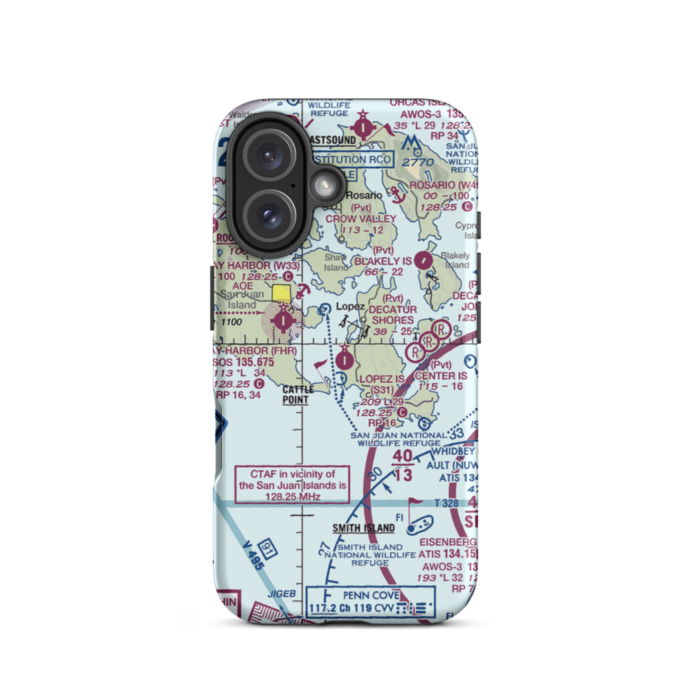 Lopez Island Airport (S31) VFR Sectional  Tough iPhone Case iPhone 16 model shown