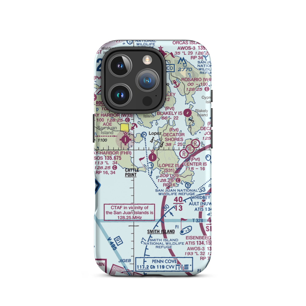 Lopez Island Airport (S31) VFR Sectional  Tough iPhone Case iPhone 16 Pro model shown