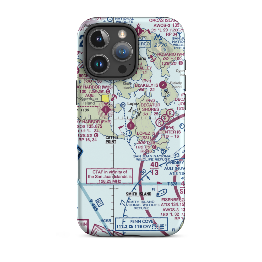Lopez Island Airport (S31) VFR Sectional  Tough iPhone Case iPhone 16 Pro Max model shown
