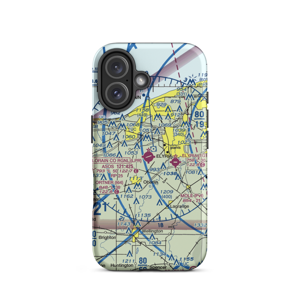 Lorain County Regional Airport (LPR) VFR Sectional  Tough iPhone Case iPhone 16 model shown