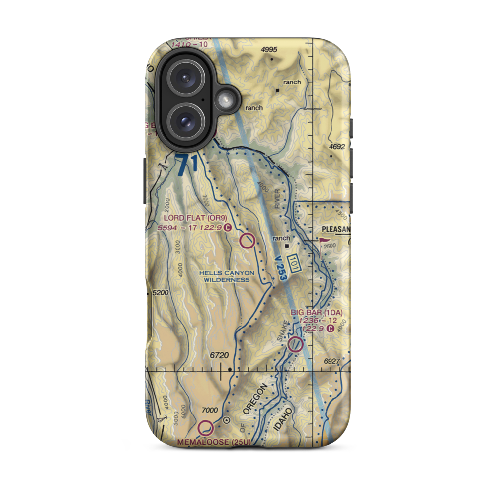 Lord Flat Airport (OR9) VFR Sectional  Tough iPhone Case iPhone 16 Plus model shown
