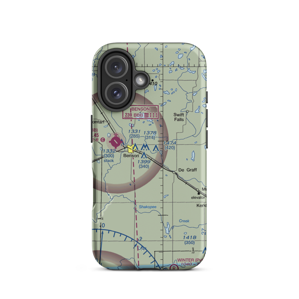 Lorenz Airport (MN11) VFR Sectional  Tough iPhone Case iPhone 16 model shown