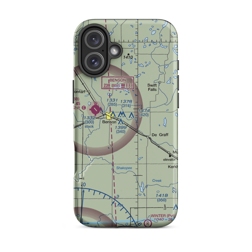 Lorenz Airport (MN11) VFR Sectional  Tough iPhone Case iPhone 16 Plus model shown