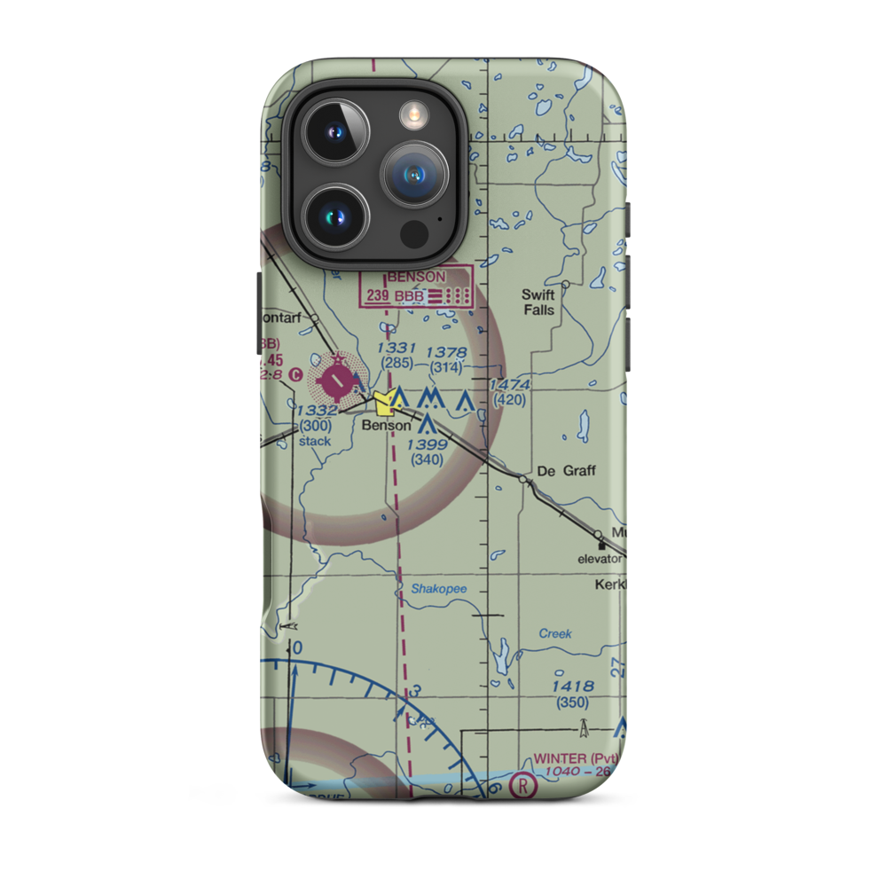 Lorenz Airport (MN11) VFR Sectional  Tough iPhone Case iPhone 16 Pro Max model shown
