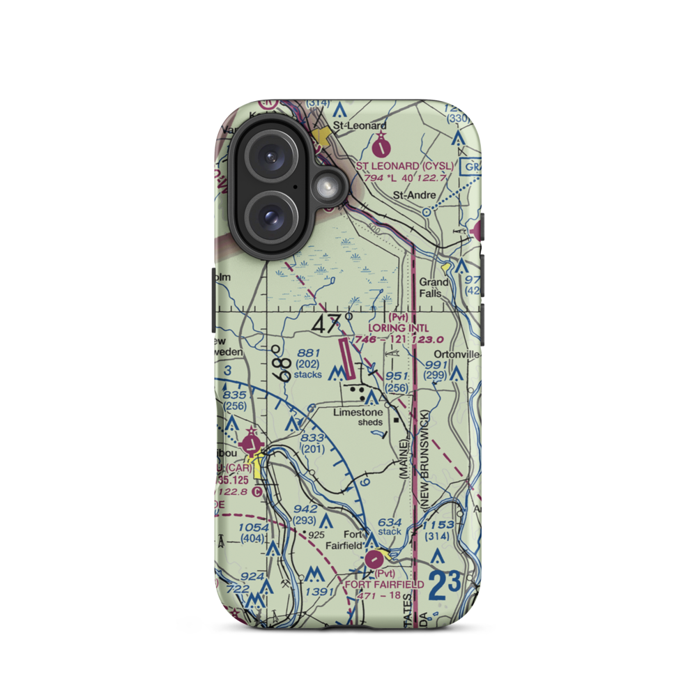 Loring International Airport (LIZ) VFR Sectional  Tough iPhone Case iPhone 16 model shown