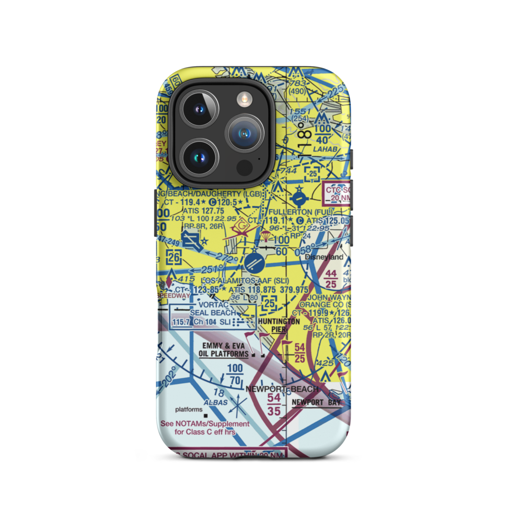 Los Alamitos Army Air Field (SLI) VFR Sectional  Tough iPhone Case iPhone 16 Pro model shown