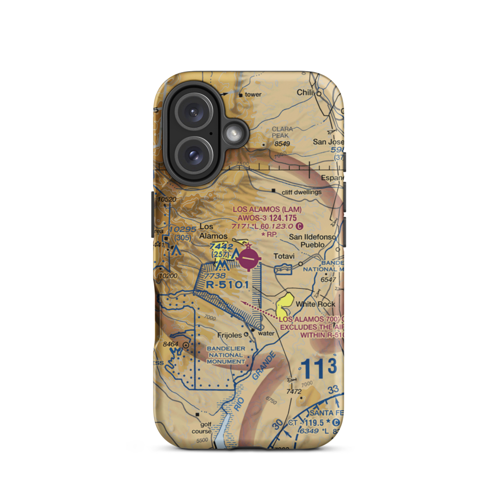 Los Alamos Airport (LAM) VFR Sectional  Tough iPhone Case iPhone 16 model shown